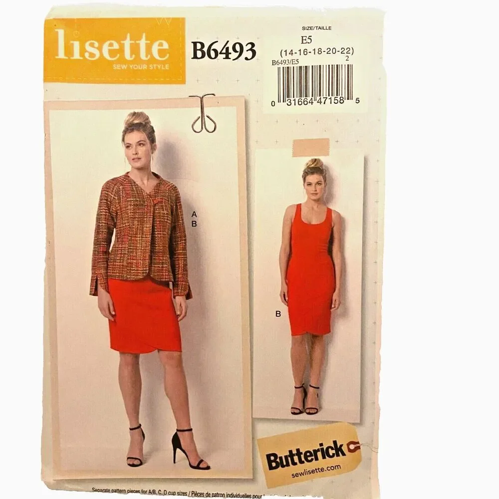 #B6493 Butterick Misses Jacket and Skirt Sewing Pattern Size 14-22